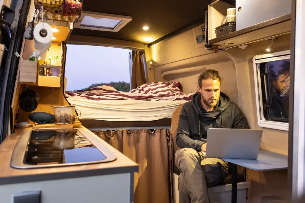 working remotely from a van