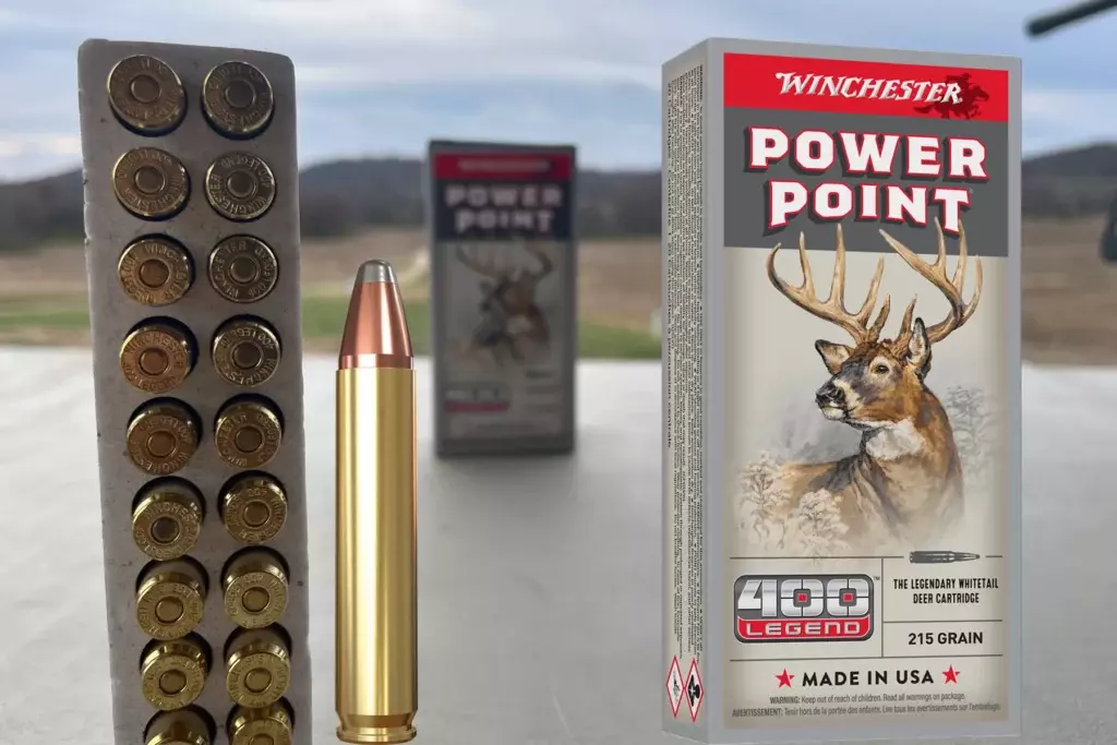 Winchester 400 Legend Power Point rounds on the shooting bench