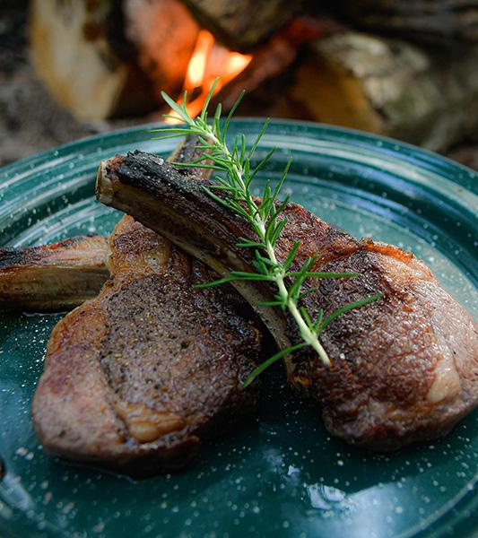 Campfire Cooking Lamb on a Shovel