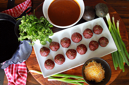 Elk Meatball Enchiladas