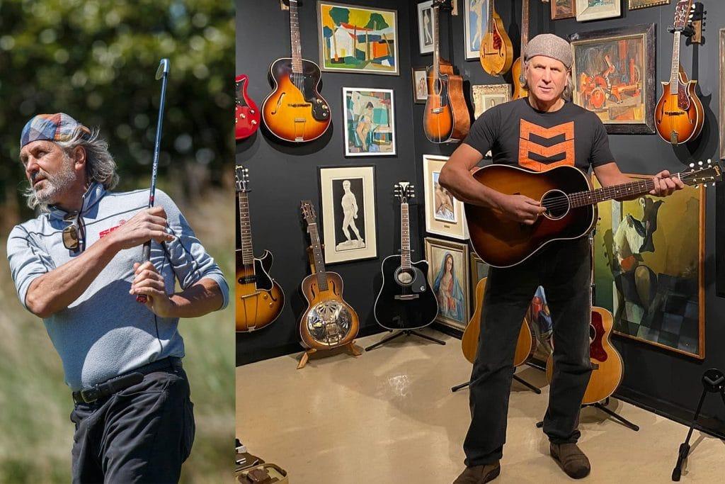 jim shockey golfing and playing guitar