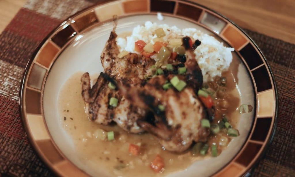 quail etoufee with rice