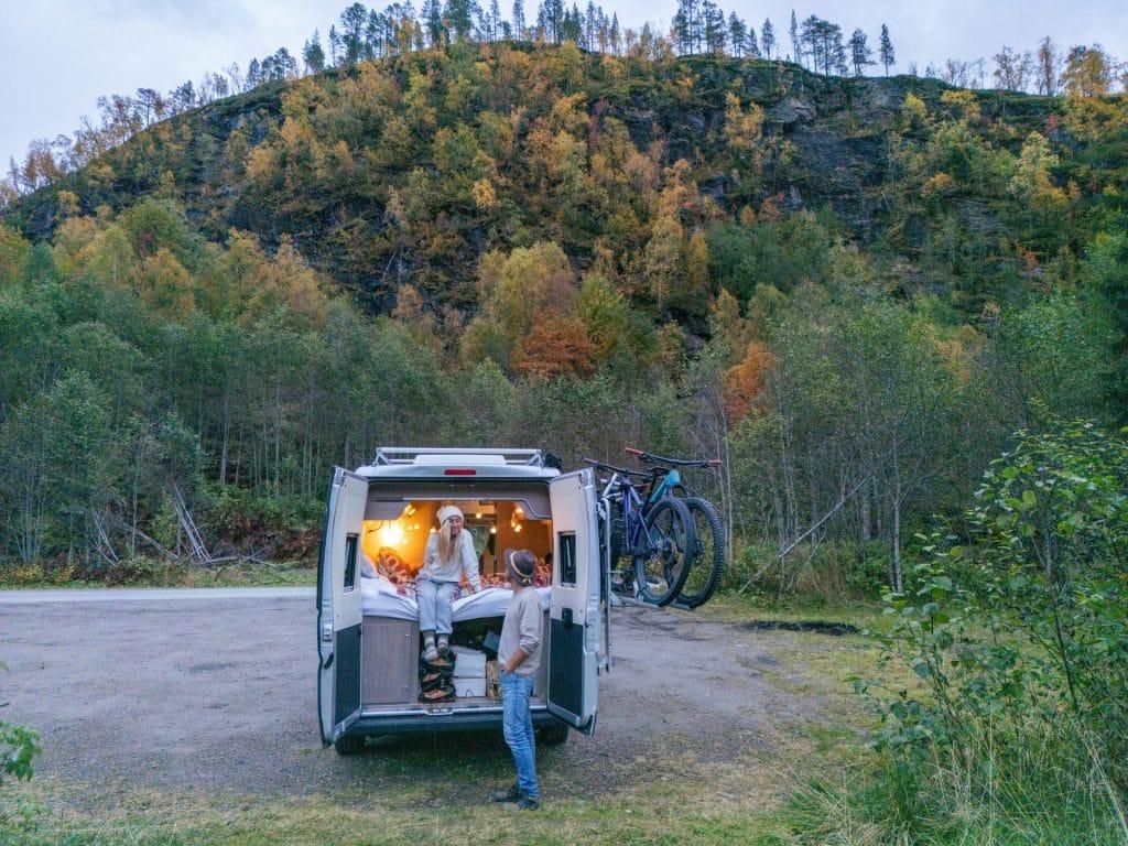 digital nomads living the van life in a national park