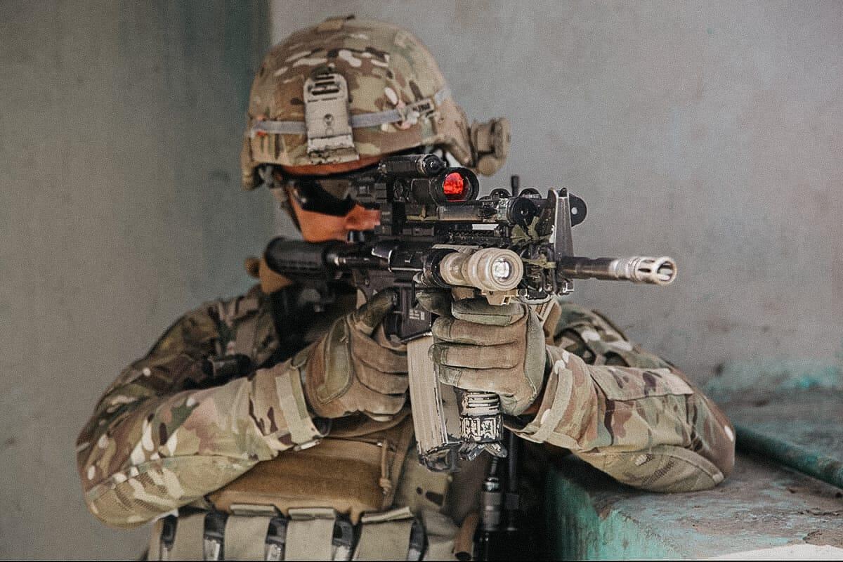 M4 Carbine being fired by a US Army soldier