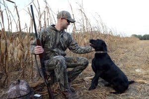 dove hunting gear, man hunting doves with dog